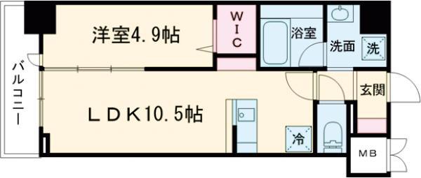 ストーリア茨木(1LDK/7階)の間取り写真