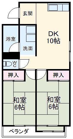 サンローヤル東山NO.1(2DK/4階)の間取り写真