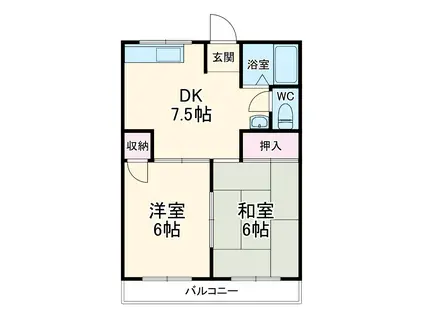 シティハイム マウンテン(2DK/1階)の間取り写真