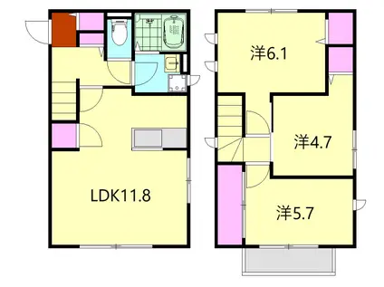 小田急電鉄小田原線 螢田駅 徒歩11分 2階建 築9年(3LDK)の間取り写真