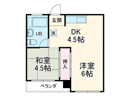 押賀マンション(1LDK/4階)の間取り写真