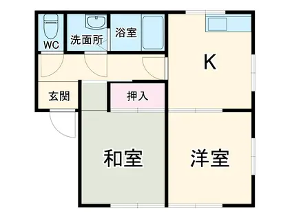加藤ハイツ(2DK/1階)の間取り写真