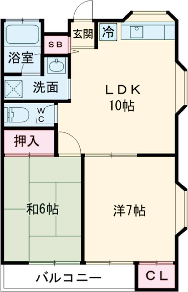 ラ・ドニスハイツ(2LDK/2階)の間取り写真