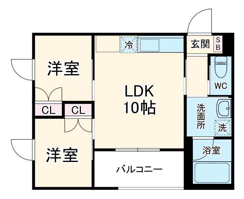 WELLNEST ROOM 名駅南(2LDK/3階)の間取り写真
