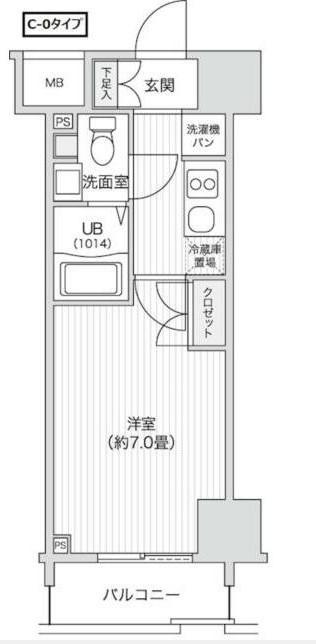 レジディア笹塚2(1K/4階)の間取り写真