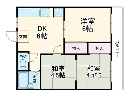 照ハイツ(3DK/2階)の間取り写真