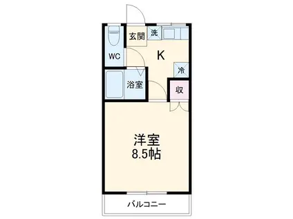 テクニコス(1K/2階)の間取り写真