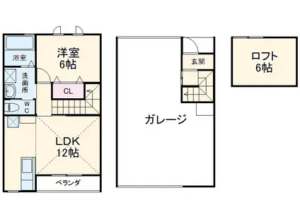 ガレージハウス浜松　Ｓ棟(1LDK)の間取り写真