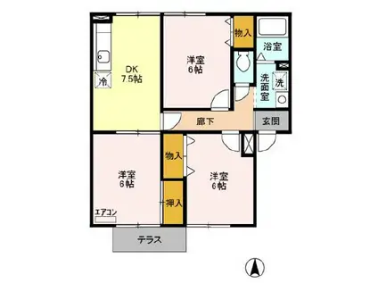 パセオみずほ台ⅡAB(3DK/1階)の間取り写真