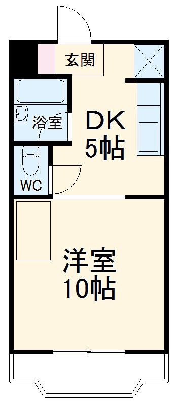 ア・ラ・モードS(1DK/2階)の間取り写真