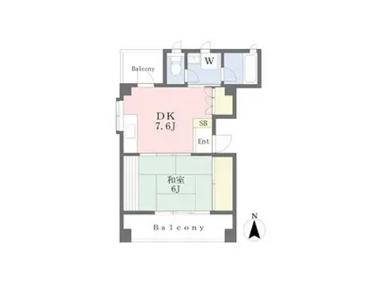 美和ビル(1DK/6階)の間取り写真