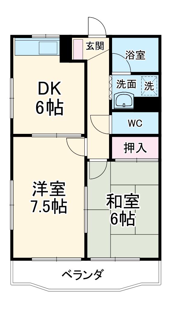 クラフトⅠ(2DK/3階)の間取り写真