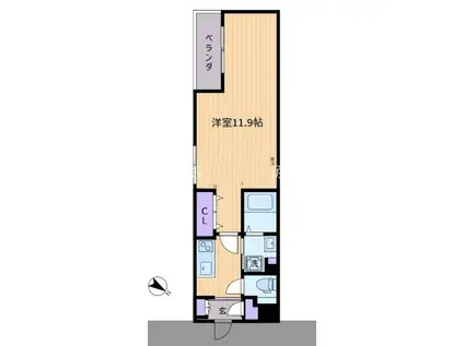 フォセット幡ヶ谷(1K/4階)の間取り写真