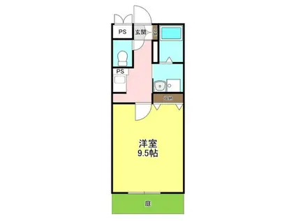 アイランド打中(1K/1階)の間取り写真