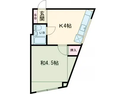 京屋ビル(1DK/4階)の間取り写真