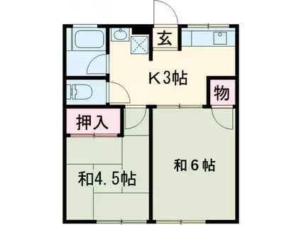 シティハイムファニー1(2DK/2階)の間取り写真