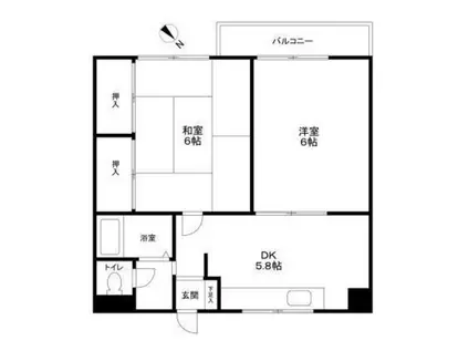 エステートピアウエスト(2DK/2階)の間取り写真