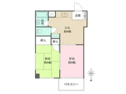 古川ビル(2DK/4階)の間取り写真