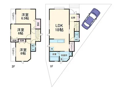 埼京線 与野本町駅 徒歩23分 2階建 築3年(3LDK)の間取り写真