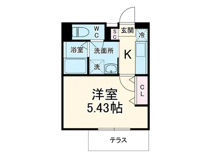 スフィーダみずほ台Ⅰ(1K/1階)の間取り写真