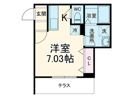 スフィーダみずほ台Ⅰ(ワンルーム/2階)の間取り写真