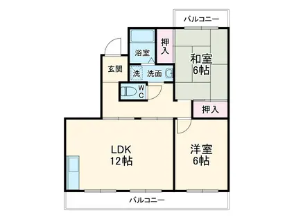 ラフォーレ渡瀬B(2LDK/4階)の間取り写真