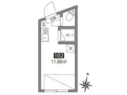 SOLEIL大岡山(ワンルーム/1階)の間取り写真