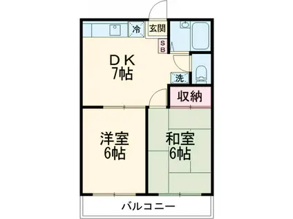 サンウッド洗足(2DK/3階)の間取り写真