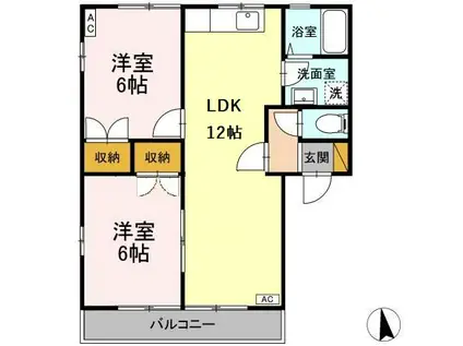 メゾン・フローラB棟(3DK/2階)の間取り写真