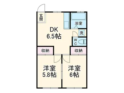 インテル新高根(2DK/2階)の間取り写真