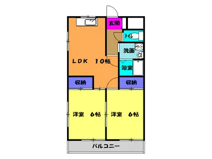 コーポ瀬崎(2LDK/3階)の間取り写真