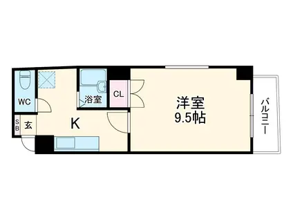 ドエル沢上(1K/2階)の間取り写真