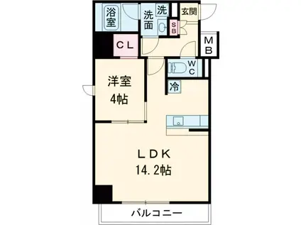 メインステージ五反野Ⅱ(1LDK/6階)の間取り写真