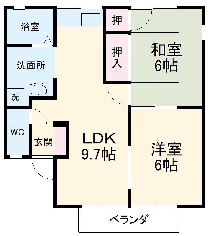 アネックス B棟(2LDK/2階)の間取り写真