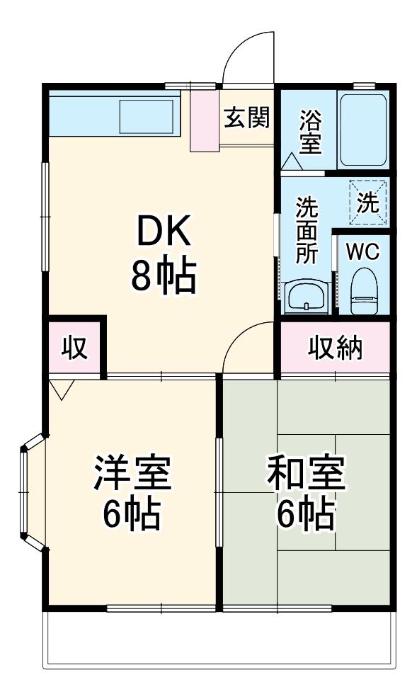 グレースカシワ(2DK/1階)の間取り写真