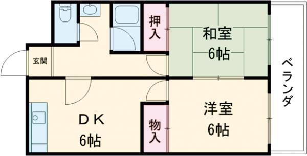 ハイツ木村(2DK/3階)の間取り写真