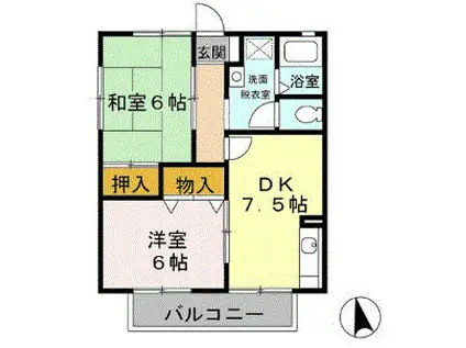 第6小野ハイツ(2DK/2階)の間取り写真