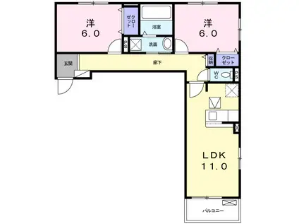 プレミネンス(2LDK/1階)の間取り写真
