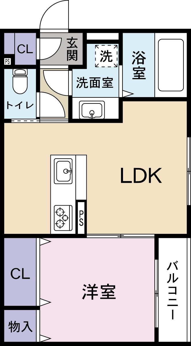 クレストヒル(1LDK/2階)の間取り写真