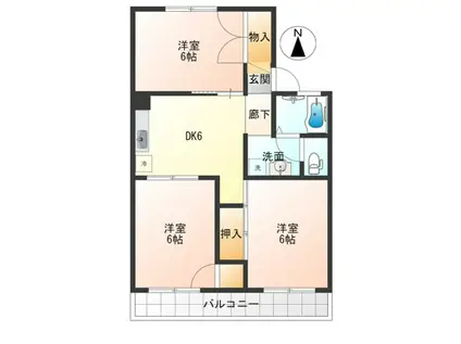 ドミール下石田(3DK/1階)の間取り写真