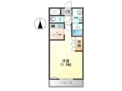 シェルル-YS(1K/2階)の間取り写真