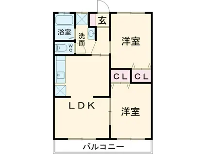 サンライズハイツ(2LDK/2階)の間取り写真
