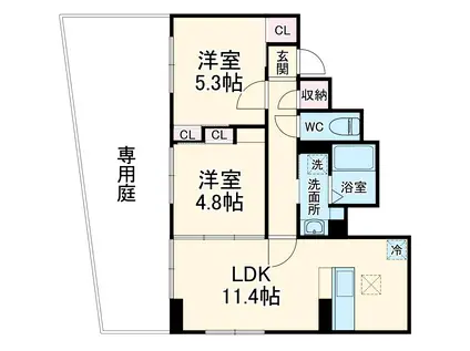 ボナールⅢ(2LDK/1階)の間取り写真