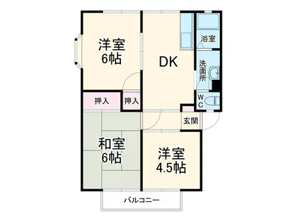 ファーストライフ板戸Ⅱ(3DK/2階)の間取り写真