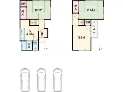 総武・中央緩行線 小岩駅 徒歩17分 2階建 築52年(3DK)の間取り写真