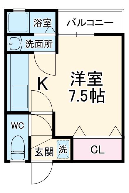 BERYL3(ワンルーム/1階)の間取り写真