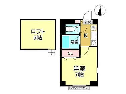 ぺパンシエソワⅡ(1K/3階)の間取り写真