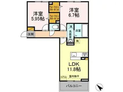オテール・ロッシュⅠ(2LDK/3階)の間取り写真