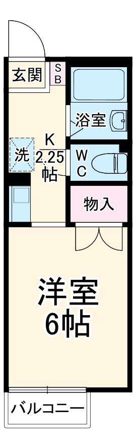 リバティスクエア(1K/2階)の間取り写真