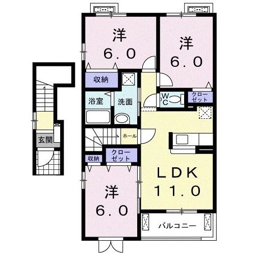 ファンティス3(3LDK/2階)の間取り写真
